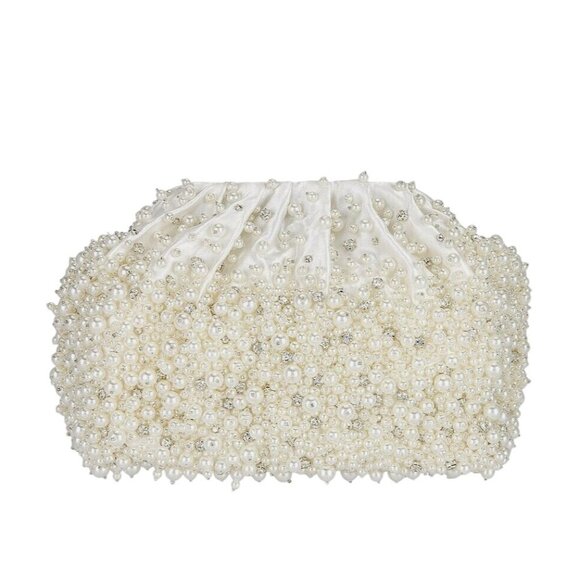 retrofete Magalie Pearl Bag in Off White New Womens Crystal Clutch Evening Purse - Picture 1 of 15